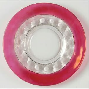 Vintage Kings Crown Ruby Red Thumbprint Lunch Plate Tiffin Indiana Glass Dish